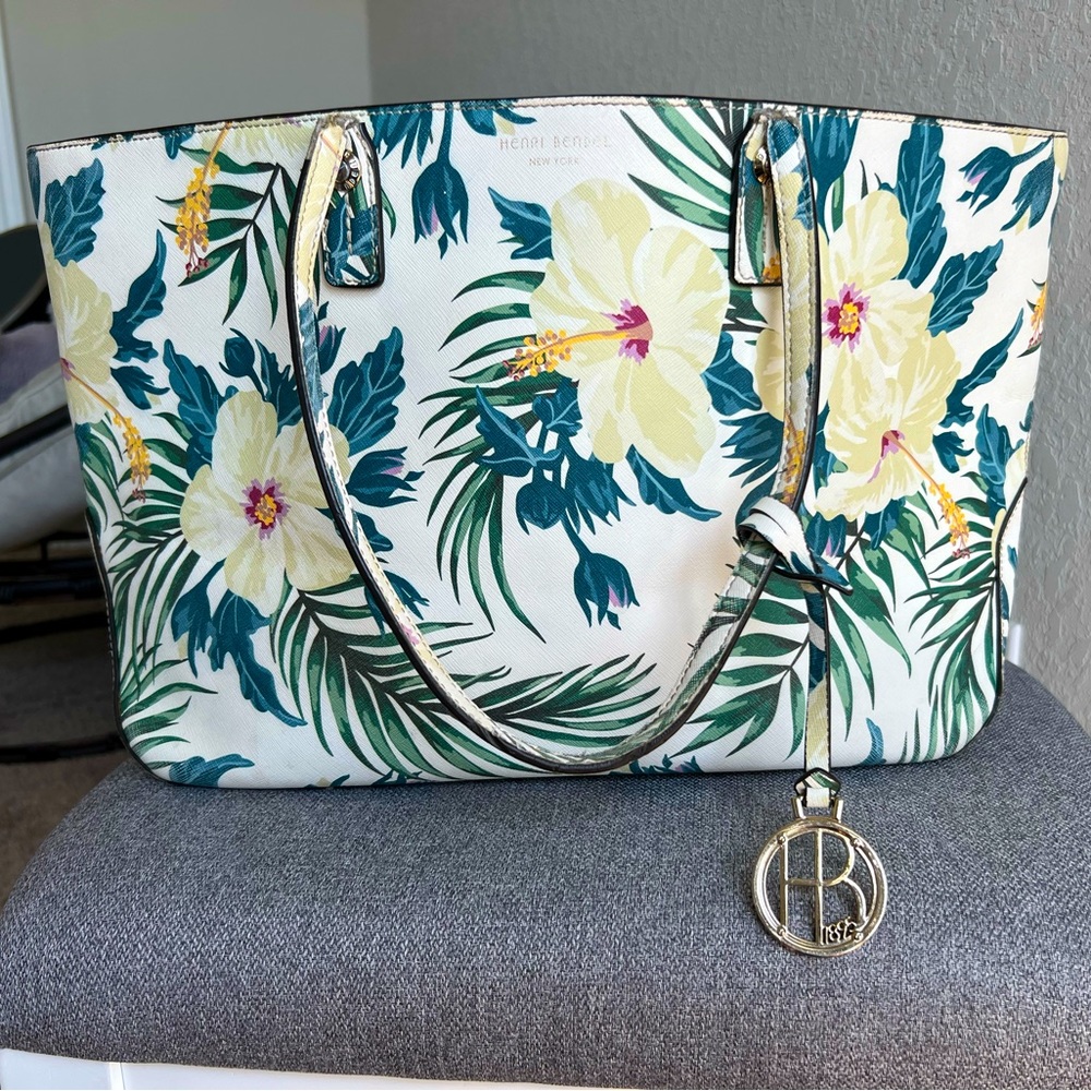 Henri Bendel West 57th East West Floral Print Leather Tote